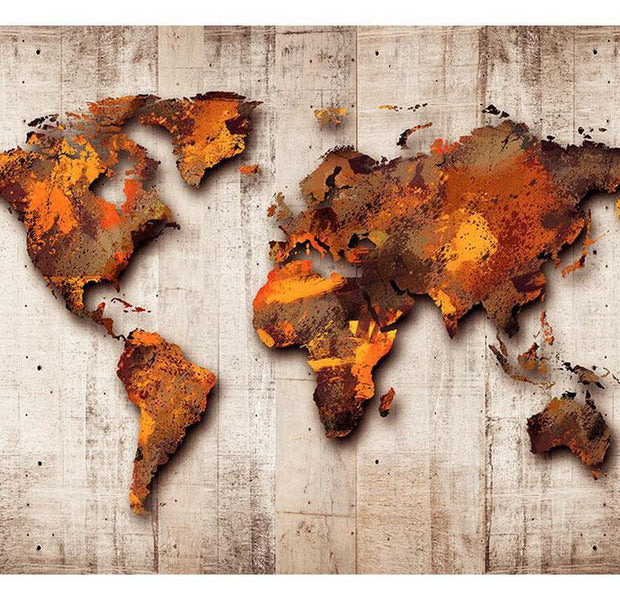 Peel & Stick World Map Wall Mural - World Map Bronze - Removable Wall Decals