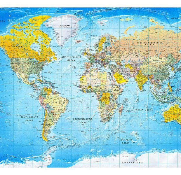 Peel & Stick World Map Wall Mural - World Map Classic - Removable Wall Decals