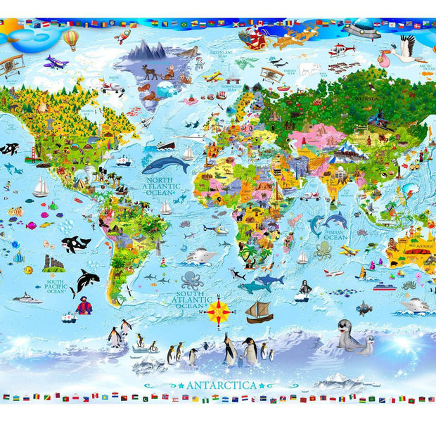 Peel & Stick World Map Wall Mural - World Map For Kids - Removable Wall Decals