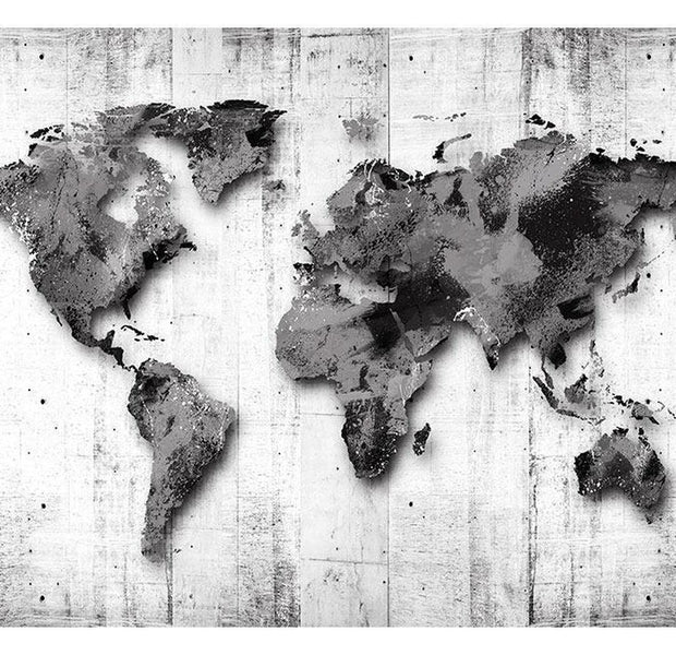 Peel & Stick World Map Wall Mural - World Map Gray - Removable Wall Decals