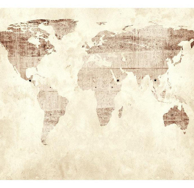 Peel & Stick World Map Wall Mural - World Map On Wood - Removable Wall Decals