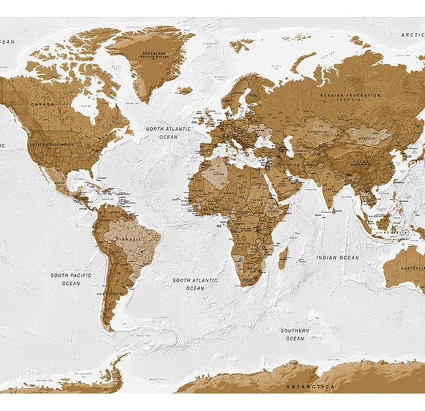 Peel & Stick World Map Wall Mural - World Map White Oceans - Removable Wall Decals