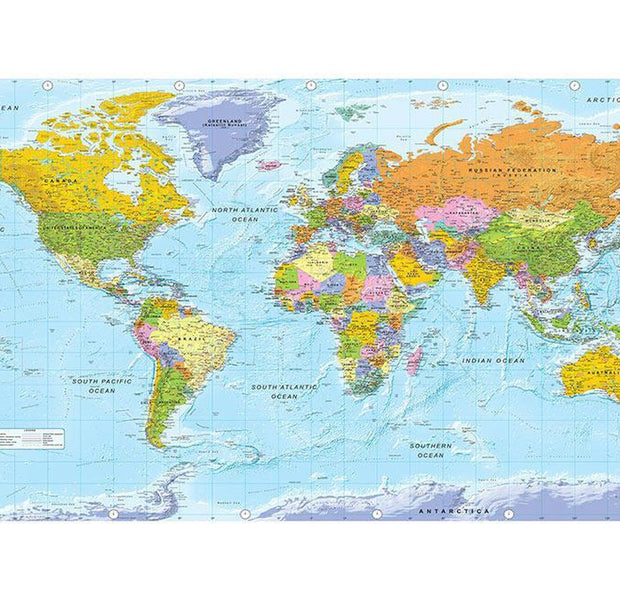 Peel & Stick World Map XXL Wall Mural - Original World Map - Removable Wall Decals