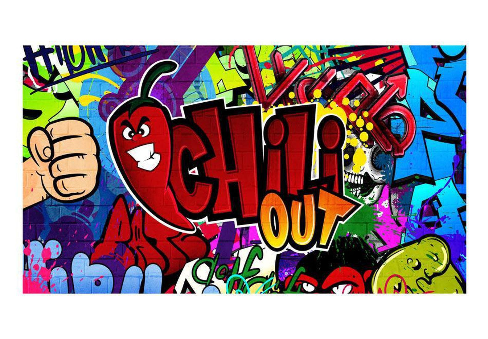 Peel & Stick XXL Street Art Wall Mural - Chili Out Graffiti - Removable Wall Decals