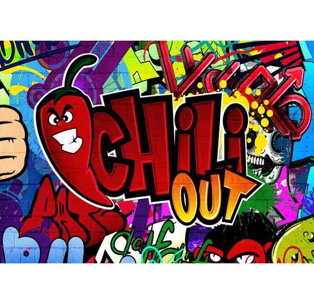 Peel & Stick XXL Street Art Wall Mural - Chili Out Graffiti - Removable Wall Decals