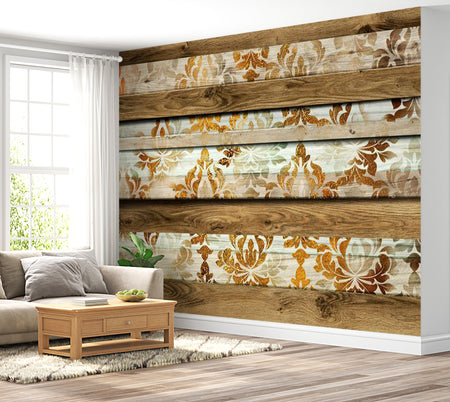 Peel & Stick XXL Wall Mural - Baroque on Wood - Removable Wall Decals