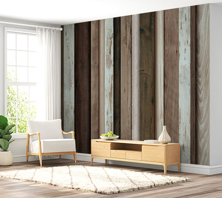 Peel & Stick XXL Wall Mural - Mixed Old Wooden Background - Removable Wall Decals