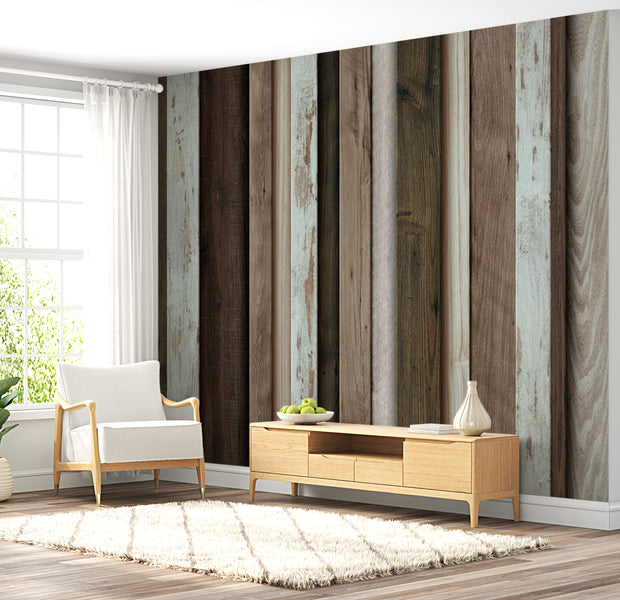 Peel & Stick XXL Wall Mural - Mixed Old Wooden Background - Removable Wall Decals