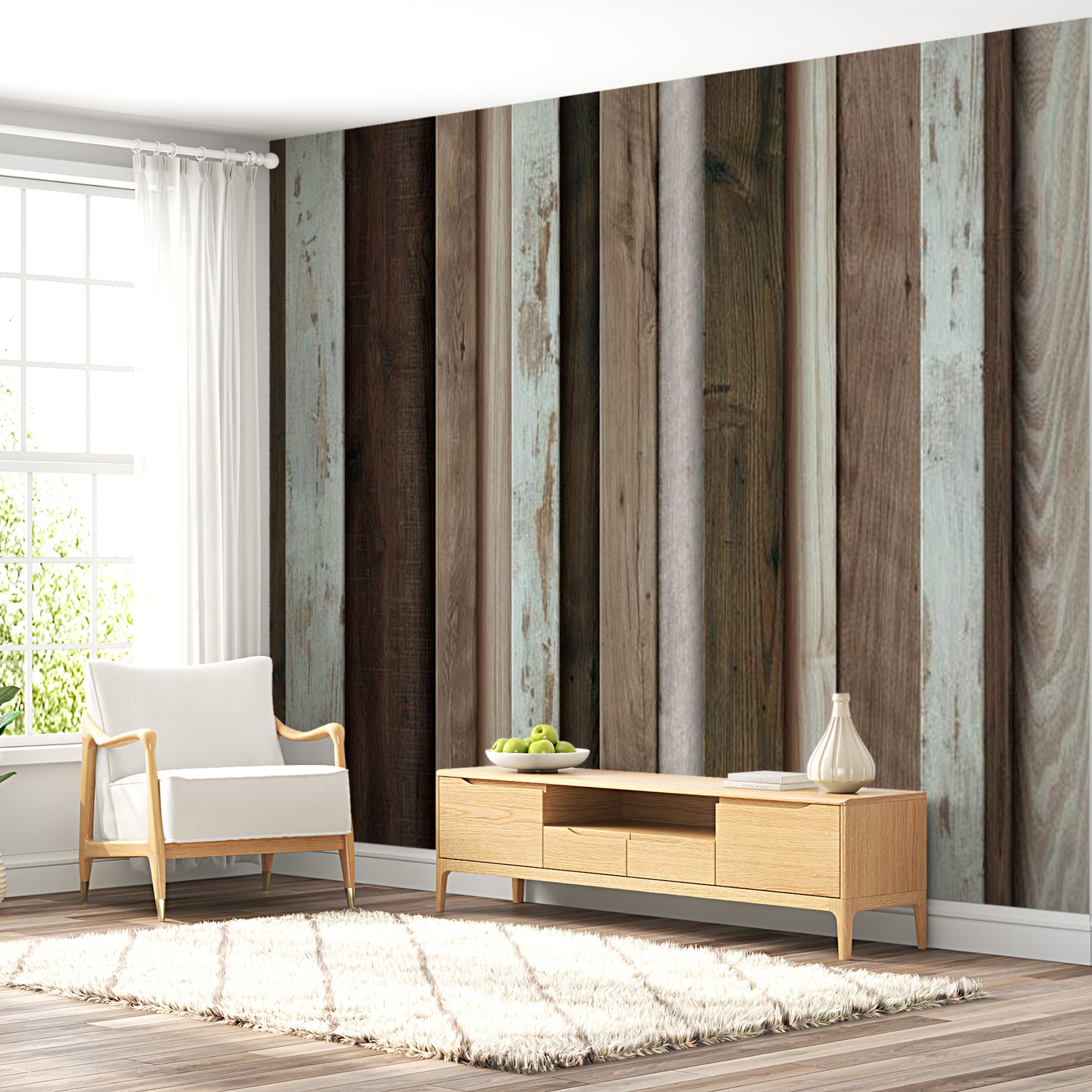 Peel & Stick XXL Wall Mural - Mixed Old Wooden Background - Removable Wall Decals