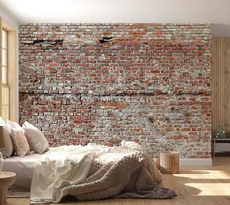 Peel & Stick XXL Wall Mural - Old Red Brick Wall - Removable Wall Decals