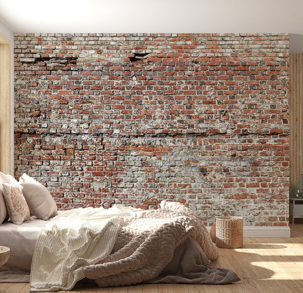 Peel & Stick XXL Wall Mural - Old Red Brick Wall - Removable Wall Decals