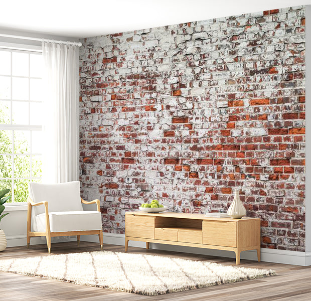 Peel & Stick XXL Wall Mural - Red White Brick Wall - Removable Wall Decals