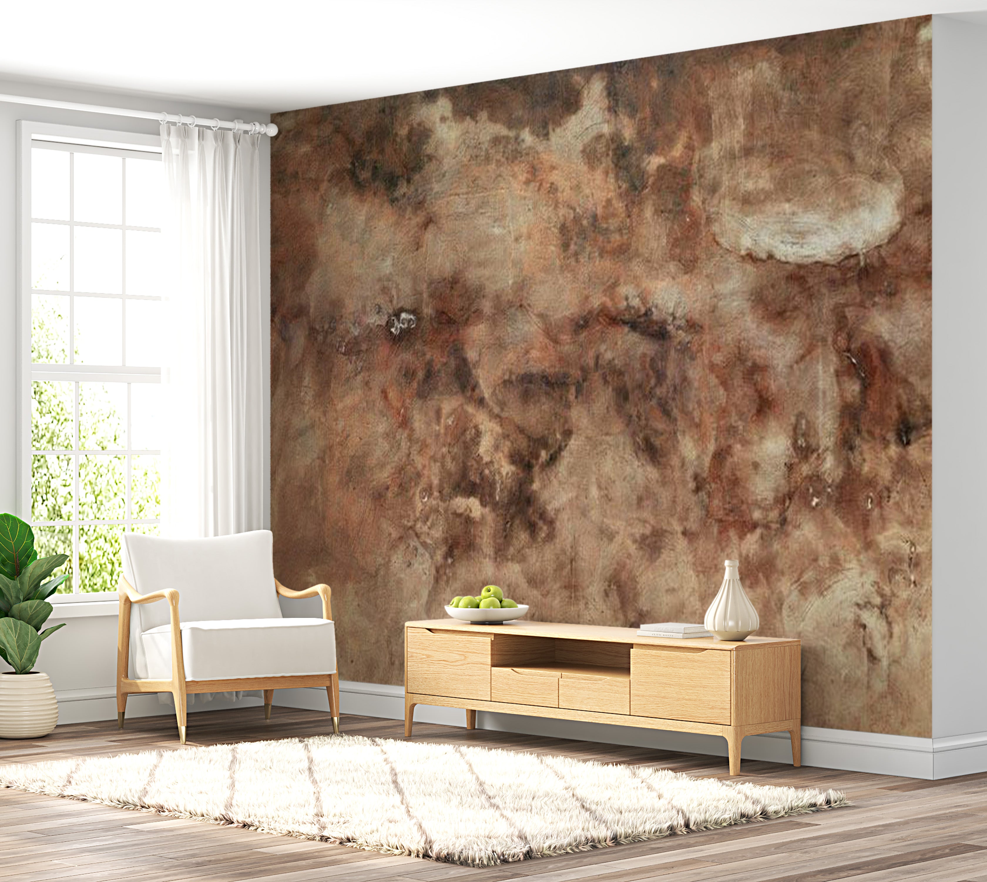 Peel & Stick XXL Wall Mural - Terracotta Concrete Plaster - Removable Wall Decals