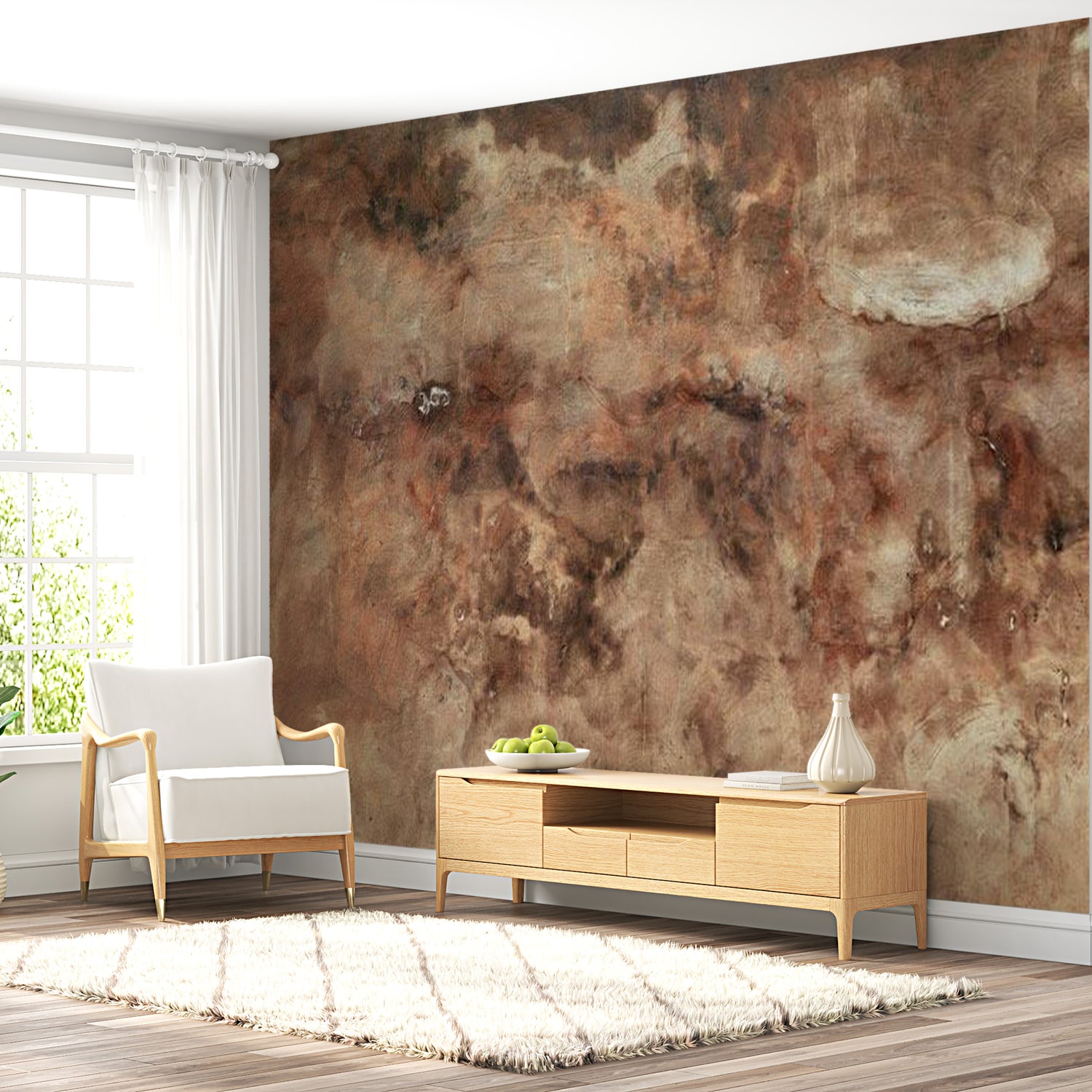 Peel & Stick XXL Wall Mural - Terracotta Concrete Plaster - Removable Wall Decals