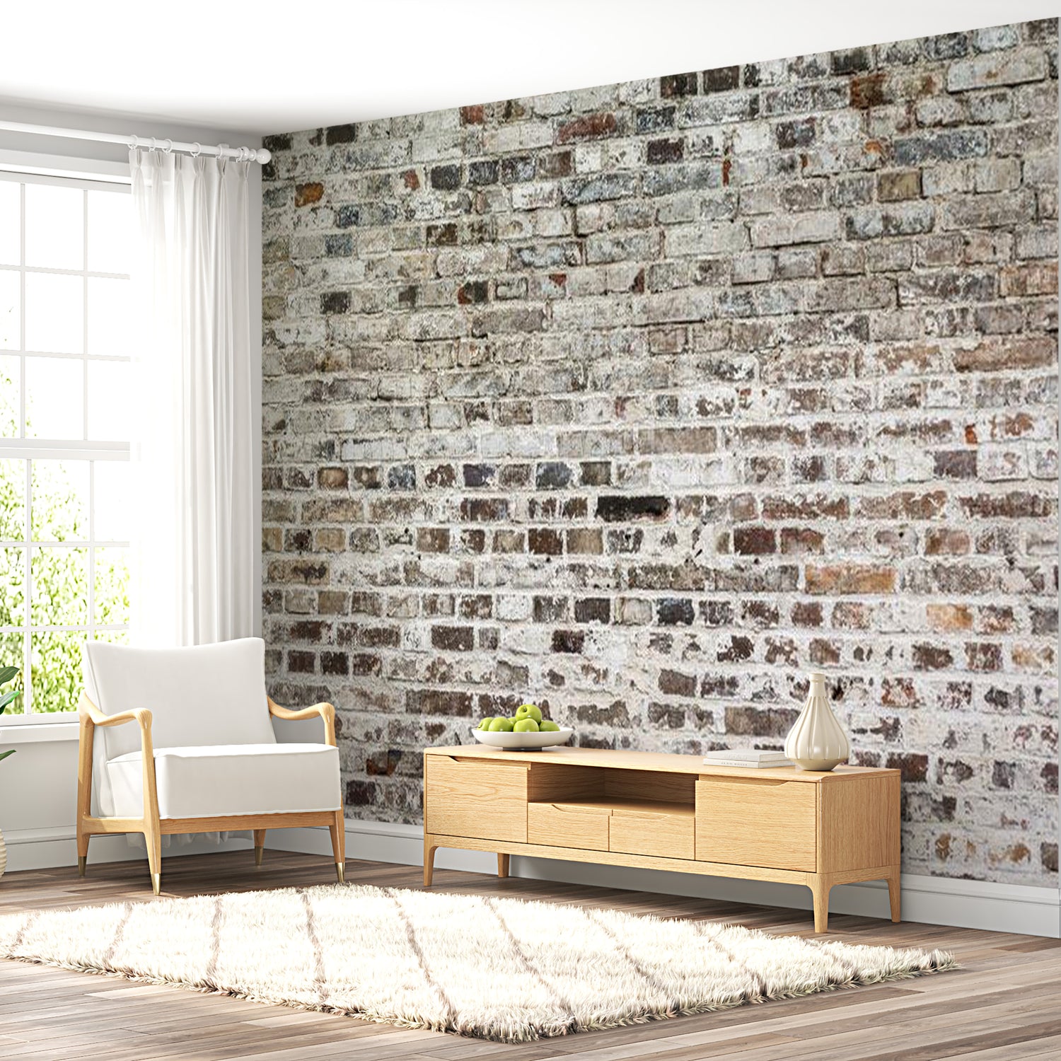 Peel & Stick XXL Wall Mural - Weathered Old Brick Wall - Removable Wall Decals