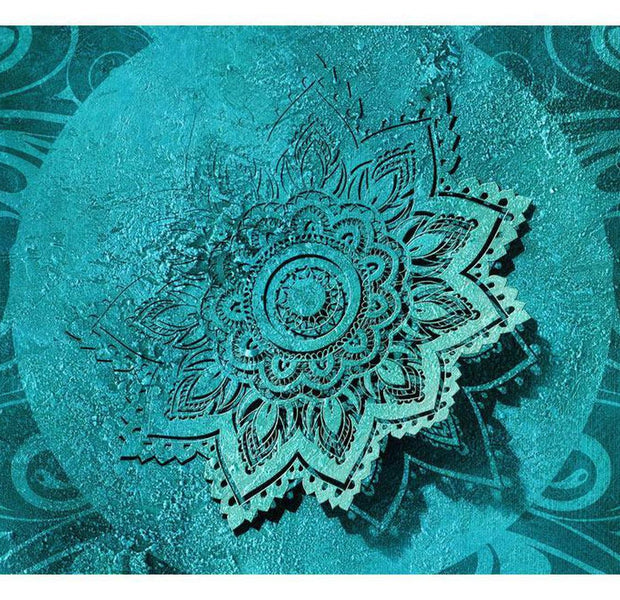 Peel & Stick Mandala Wall Mural - Azure Flower Mandala - Removable Wall Decals