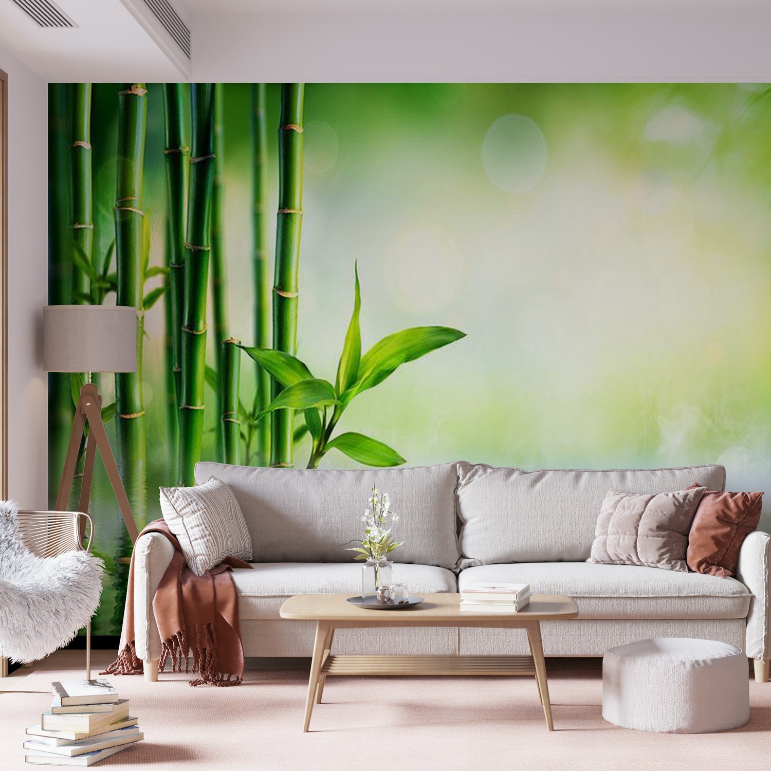 Peel & Stick Zen Wall Mural - Bamboo Spa Grove - Removable Wall Decals