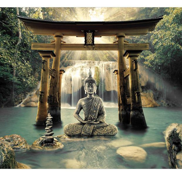 Peel & Stick Zen Wall Mural - Buddha Temple - Removable Wall Decals