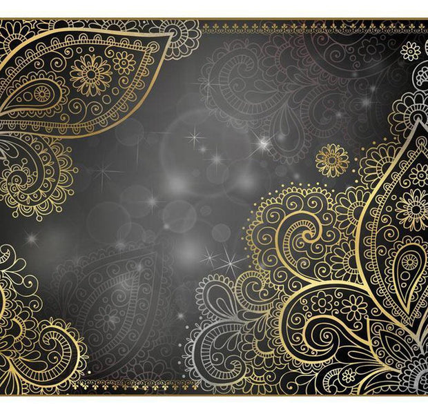 Peel & Stick Mandala Wall Mural - Golden Oriental Mandala - Removable Wall Decals