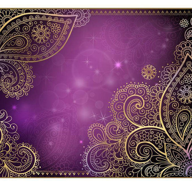 Peel & Stick Mandala Wall Mural - Oriental Purple Mandala - Removable Wall Decals