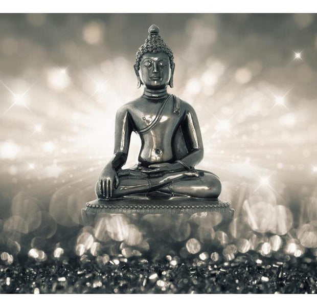Peel & Stick Zen Wall Mural - Silver Buddha Bright Light - Removable Wall Decals