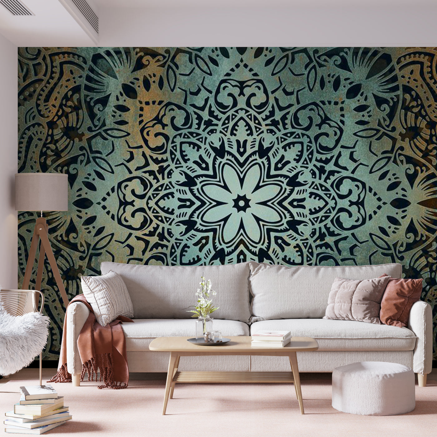 Peel & Stick Mandala Wall Mural - Flowers Of Calm Mandala - Removable Wall Decals