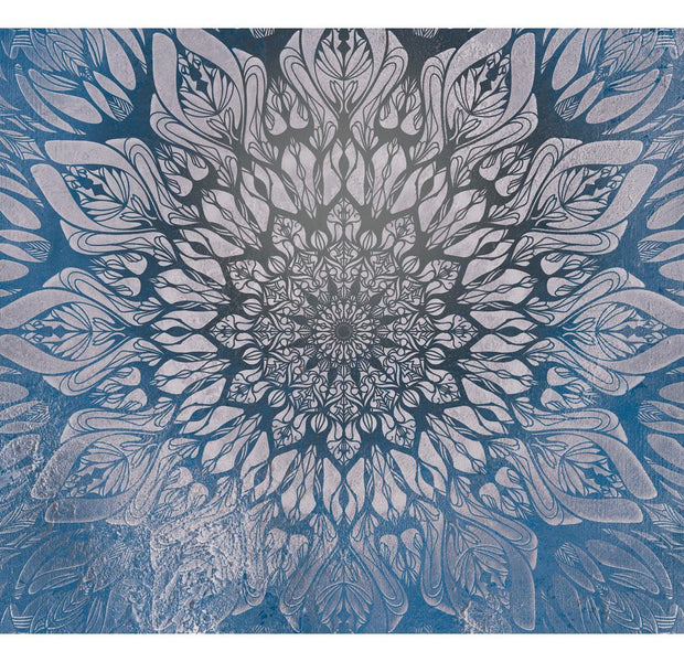 Peel & Stick Mandala Wall Mural - Vintage Blue Mandala - Removable Wall Decals