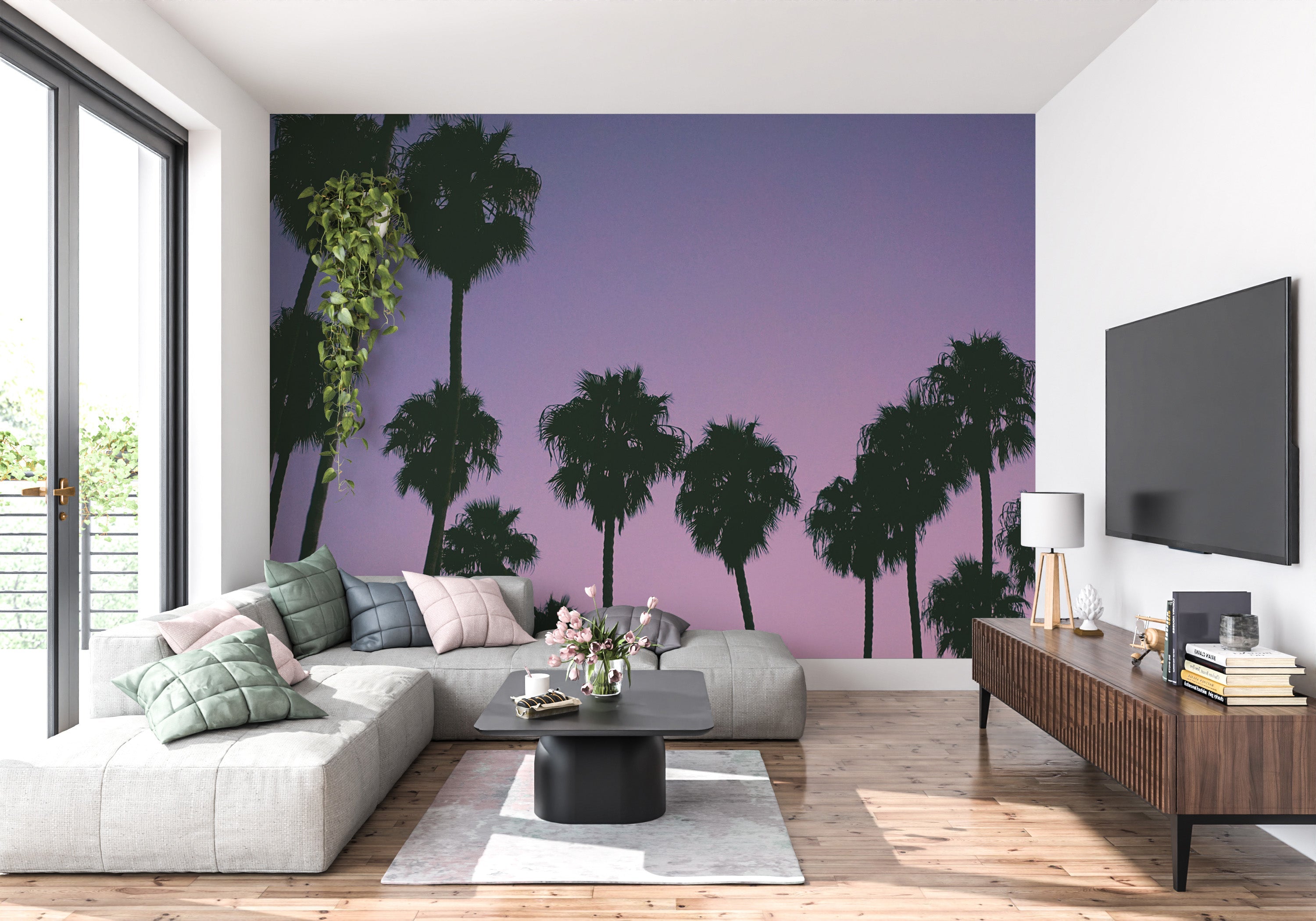 Tropical Wallaper Wall Mural - Purple Sunset-Tiptophomedecor