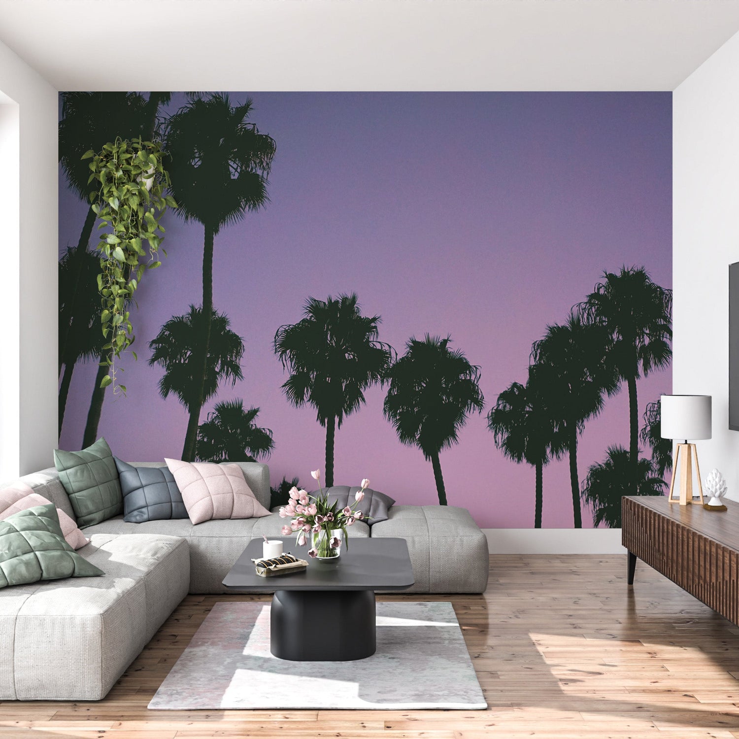 Tropical Wallaper Wall Mural - Purple Sunset-Tiptophomedecor