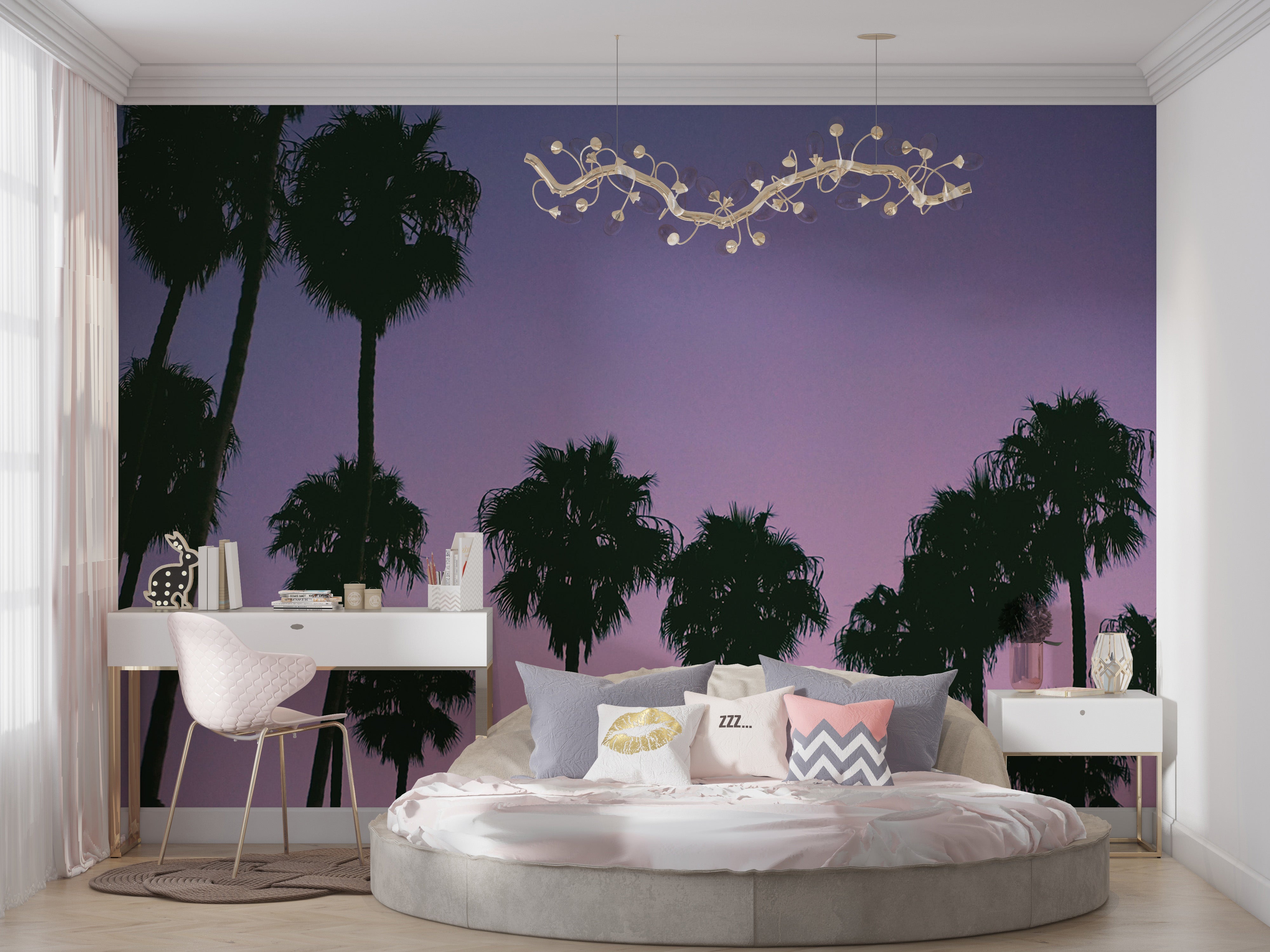 Tropical Wallaper Wall Mural - Purple Sunset-Tiptophomedecor