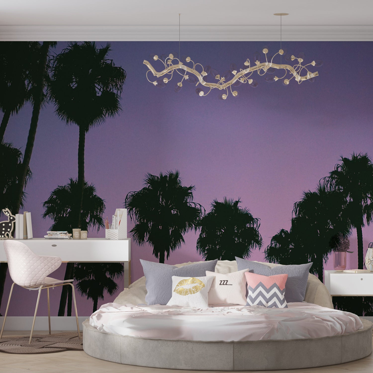 Tropical Wallaper Wall Mural - Purple Sunset-Tiptophomedecor