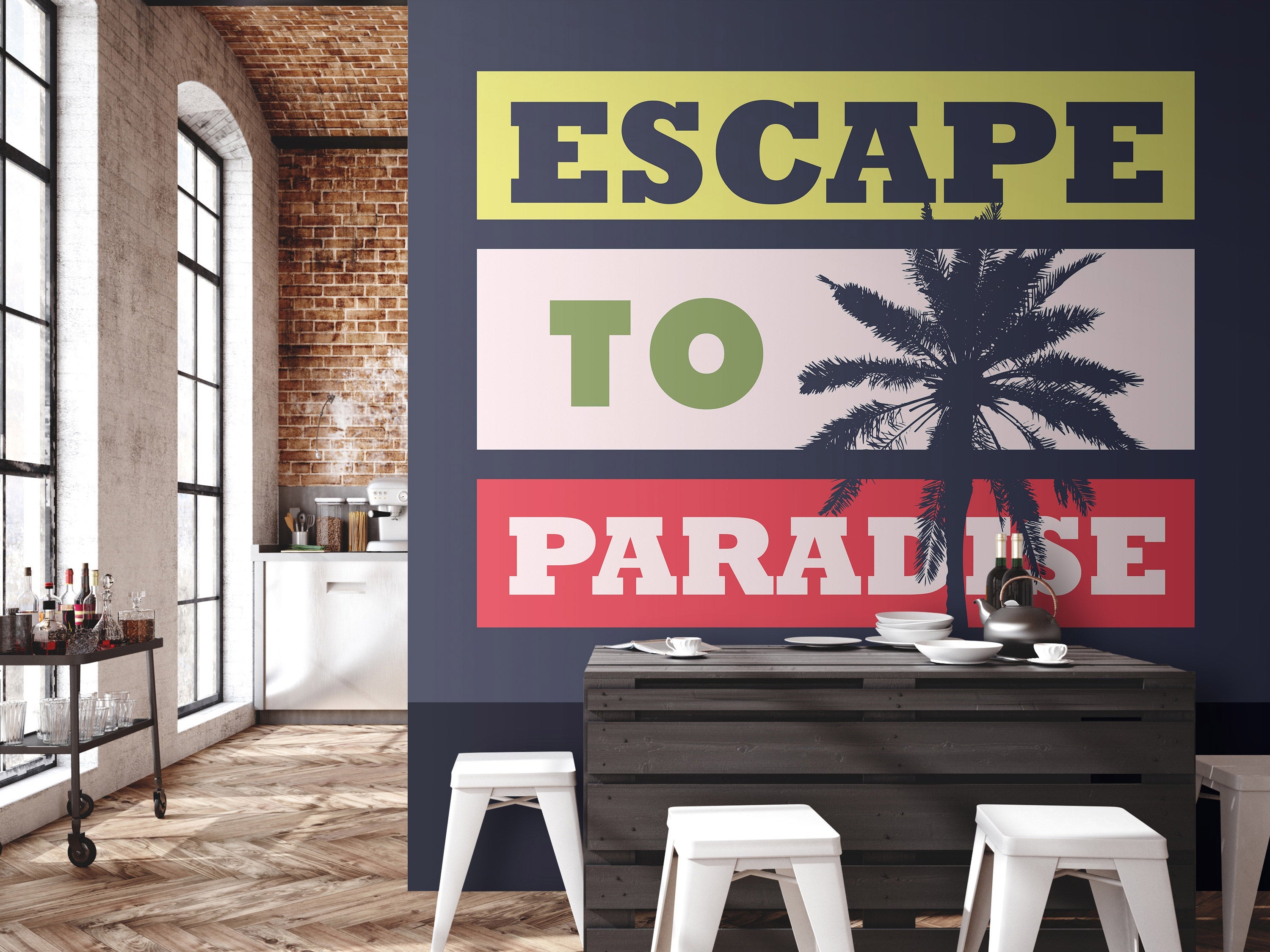 Tropical Wallpaper Wall Mural - Escape To Paradise-Tiptophomedecor