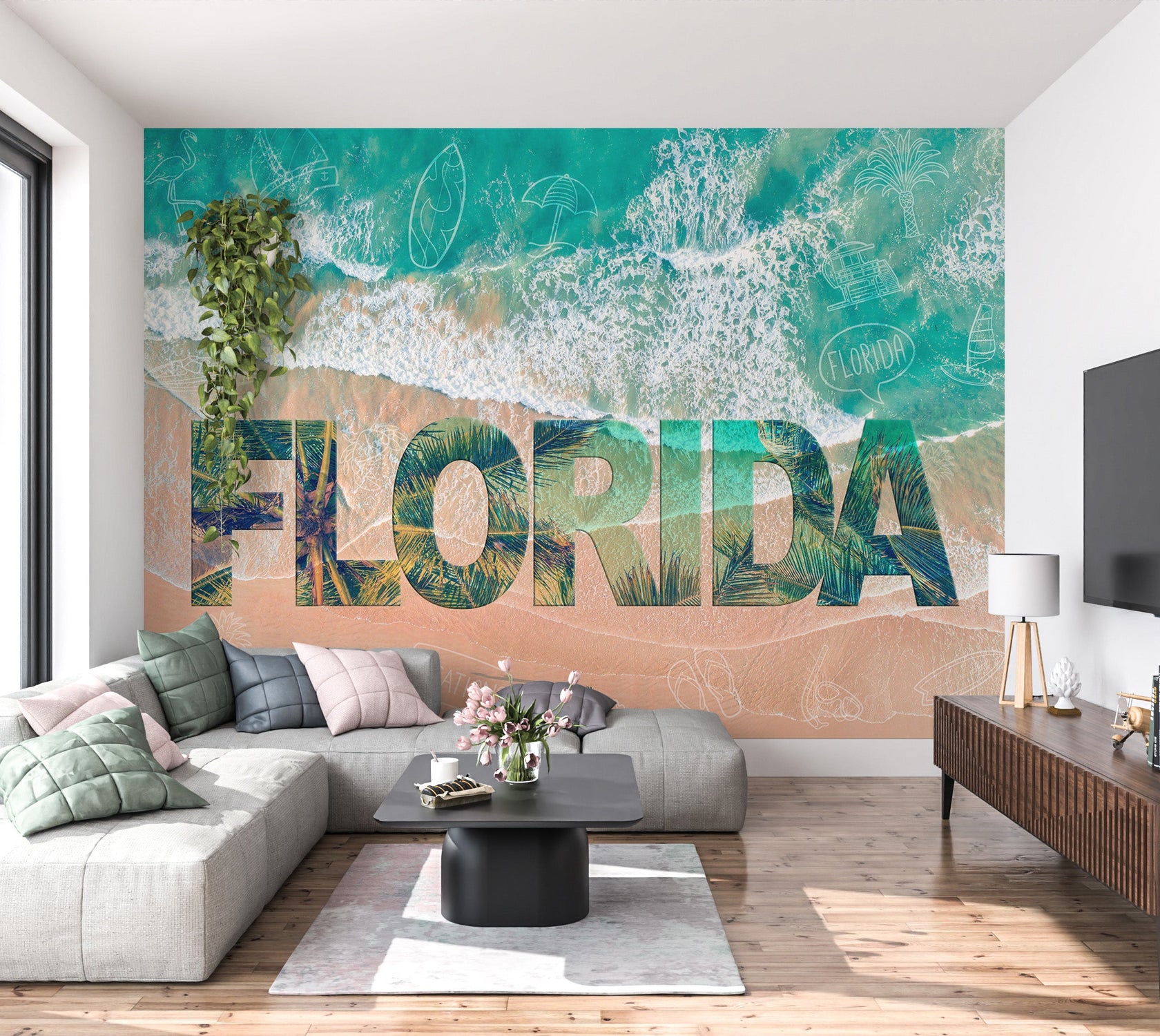 Tropical Wallpaper Wall Mural - Florida Beach-Tiptophomedecor
