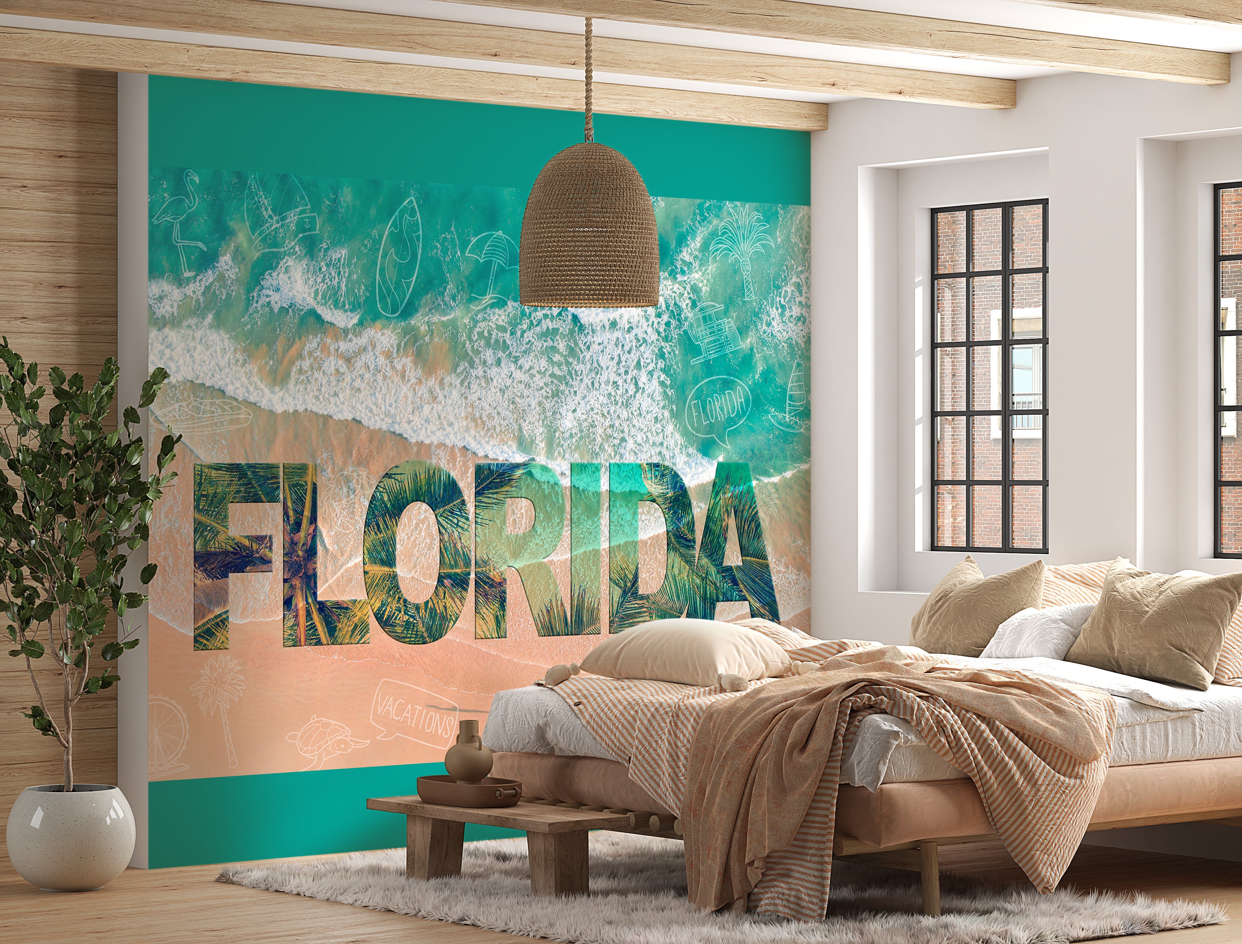 Tropical Wallpaper Wall Mural - Florida Beach-Tiptophomedecor