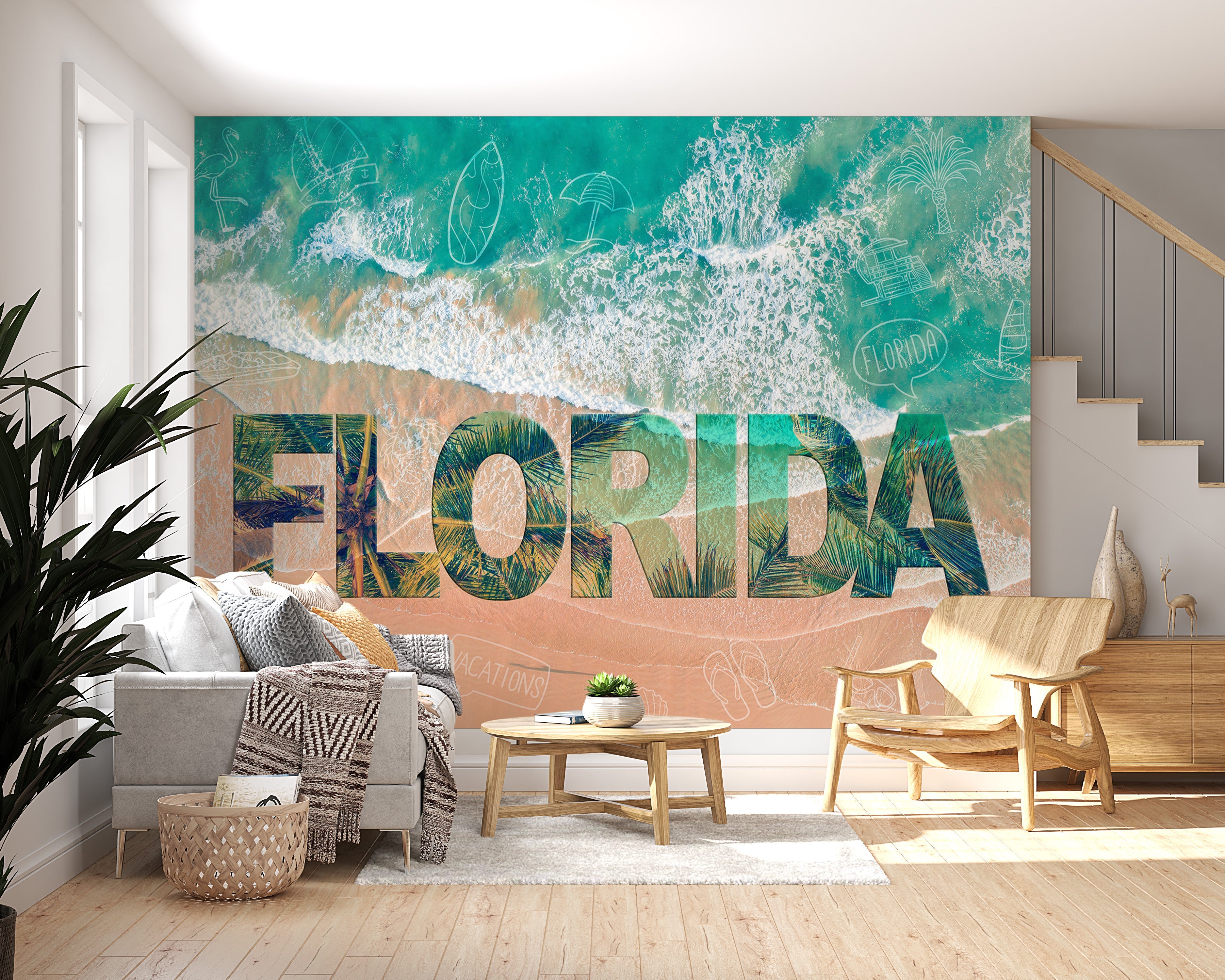 Tropical Wallpaper Wall Mural - Florida Beach-Tiptophomedecor