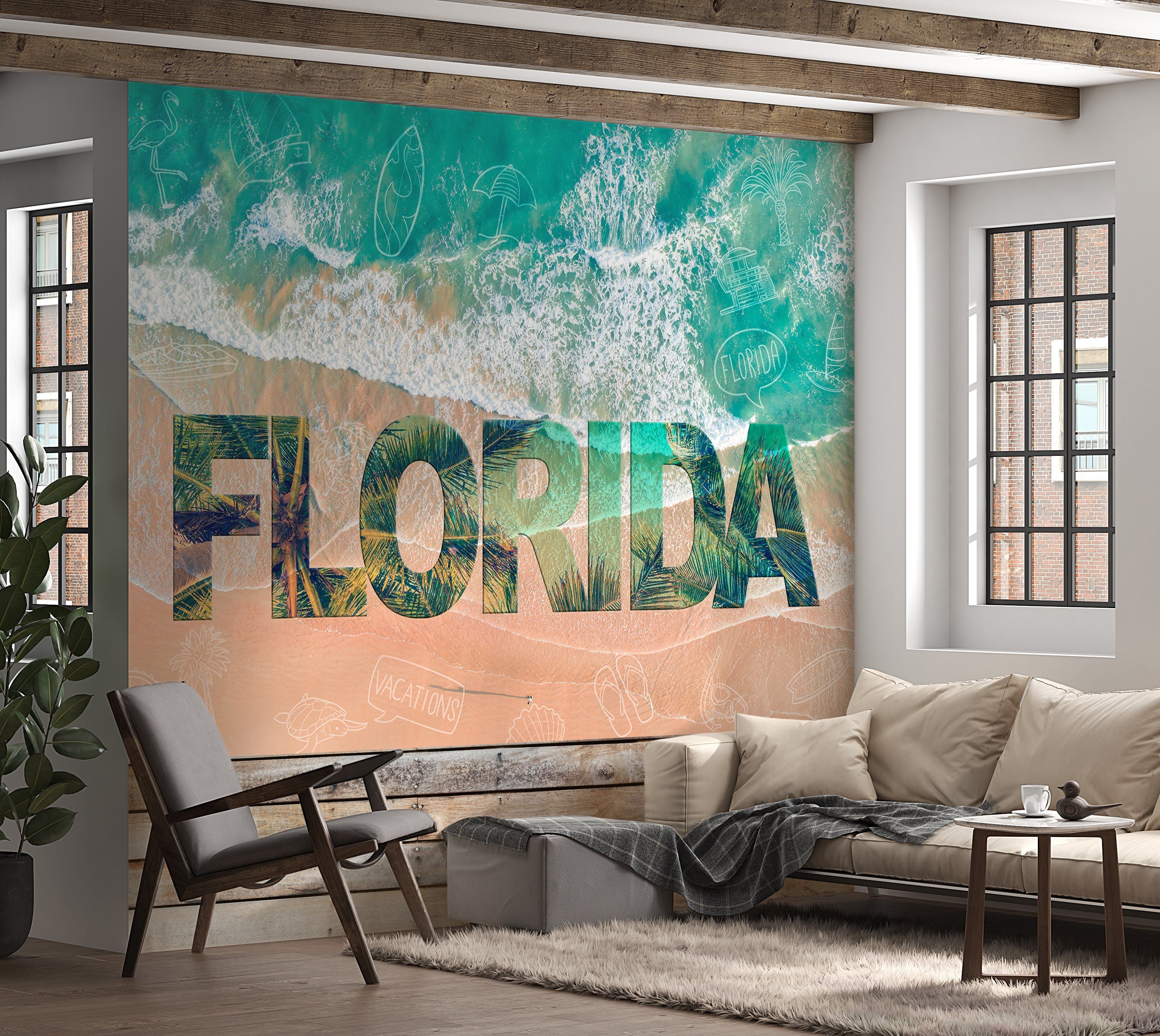 Tropical Wallpaper Wall Mural - Florida Beach-Tiptophomedecor