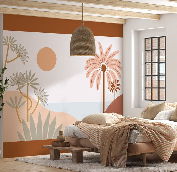 Tropical Wallpaper Wall Mural - Mid Century Sea View-Tiptophomedecor