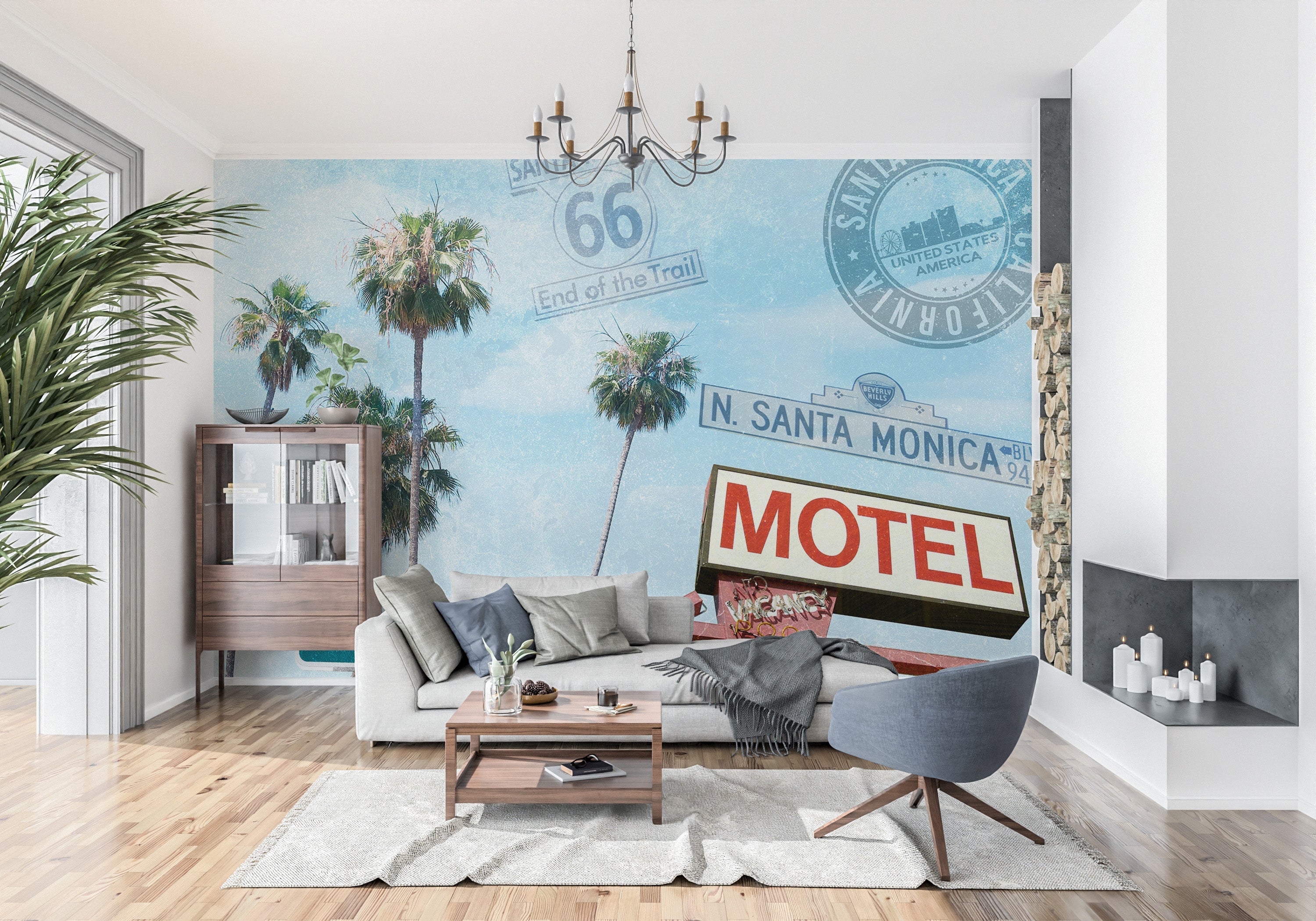 Tropical Wallpaper Wall Mural - Santa Monica Collage-Tiptophomedecor