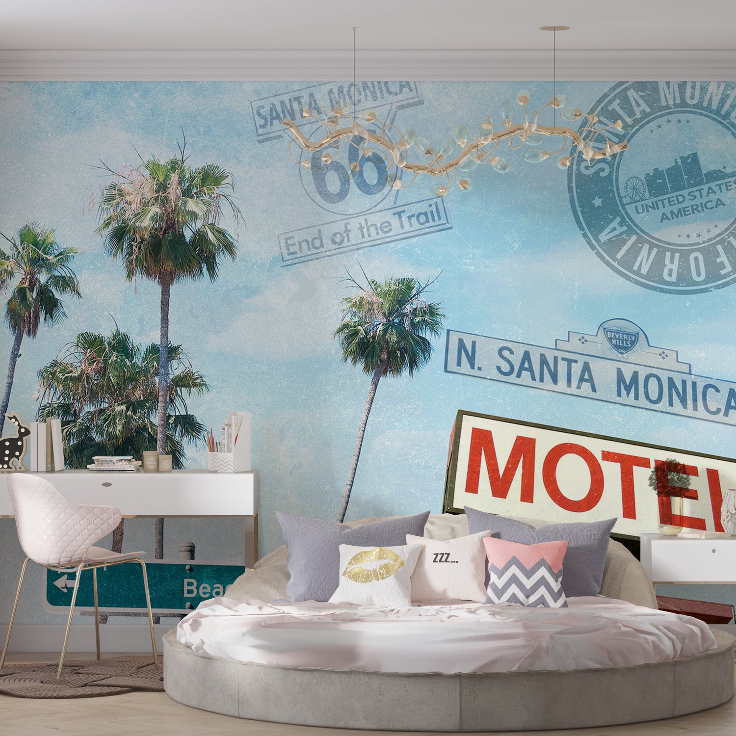 Tropical Wallpaper Wall Mural - Santa Monica Collage-Tiptophomedecor