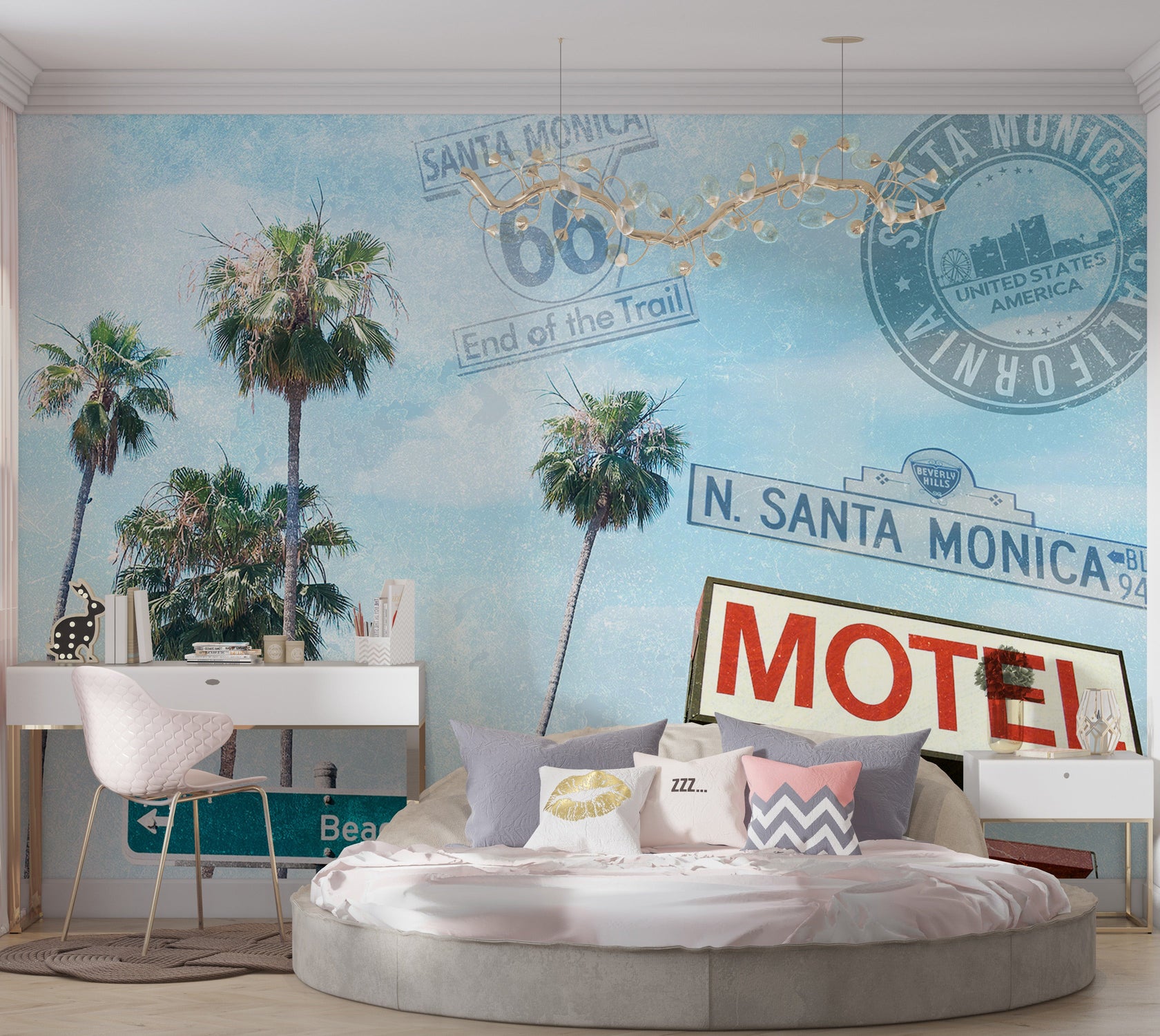 Tropical Wallpaper Wall Mural - Santa Monica Collage-Tiptophomedecor
