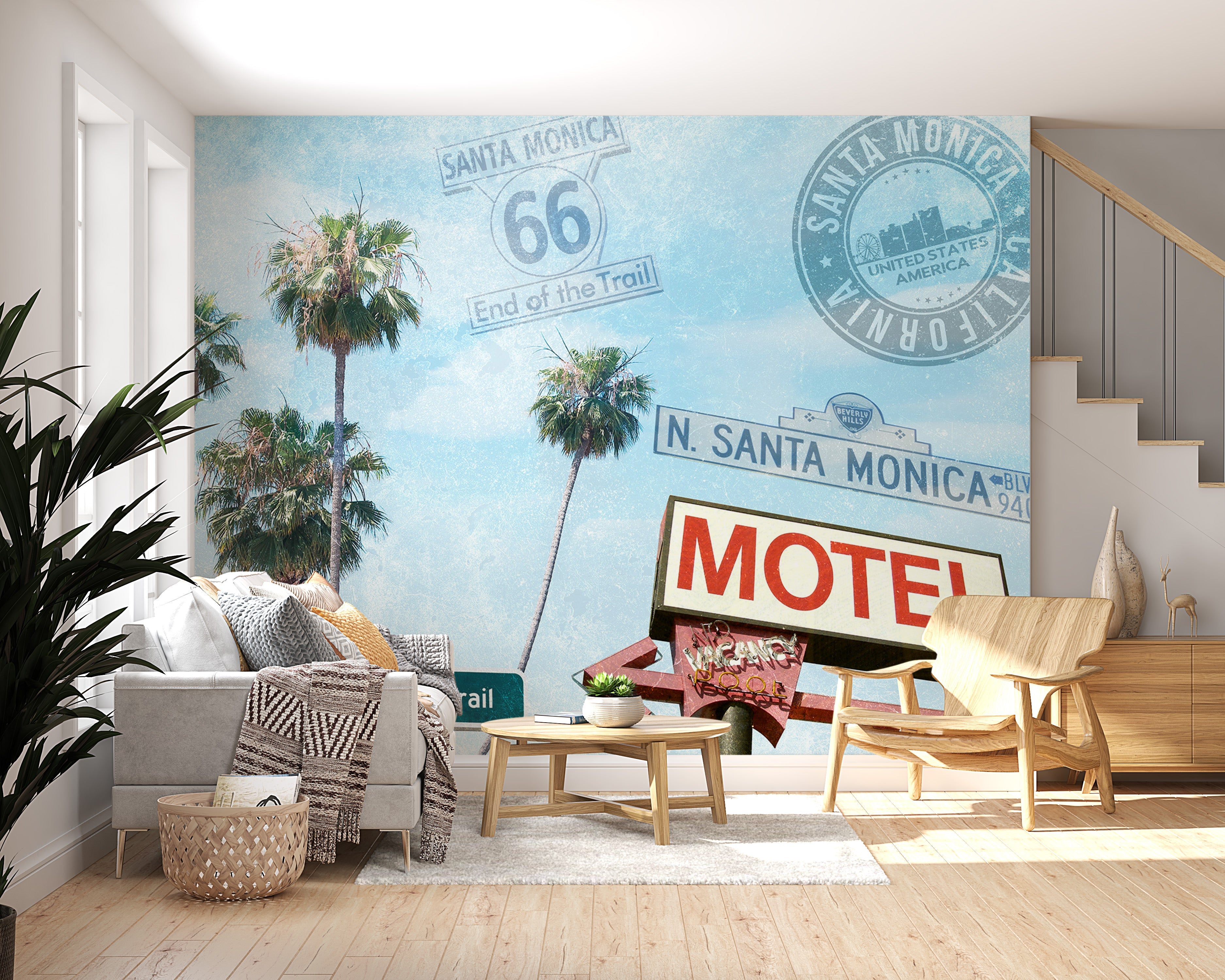 Tropical Wallpaper Wall Mural - Santa Monica Collage-Tiptophomedecor