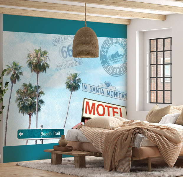Tropical Wallpaper Wall Mural - Santa Monica Collage-Tiptophomedecor