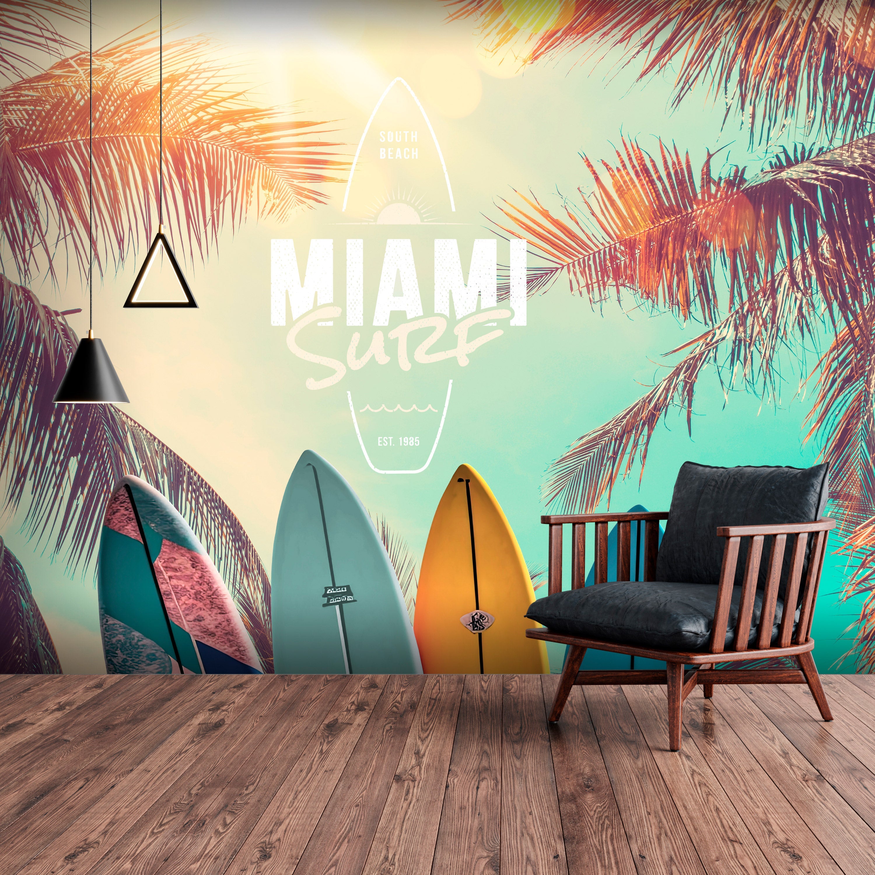 Tropical Wallpaper Wall Mural - South Beach Miami Surf-Tiptophomedecor