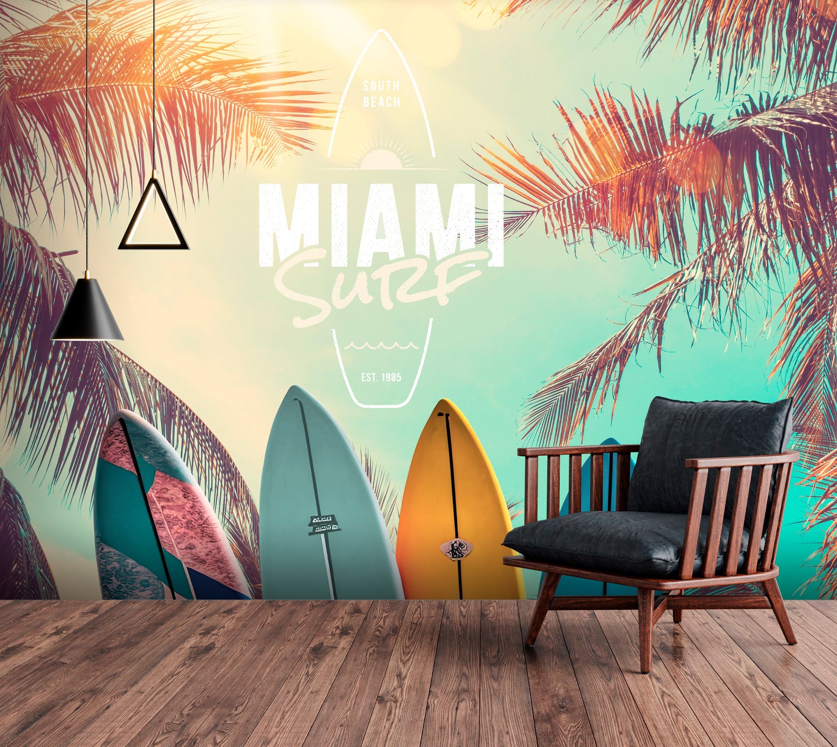 Tropical Wallpaper Wall Mural - South Beach Miami Surf-Tiptophomedecor
