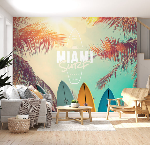 Tropical Wallpaper Wall Mural - South Beach Miami Surf-Tiptophomedecor