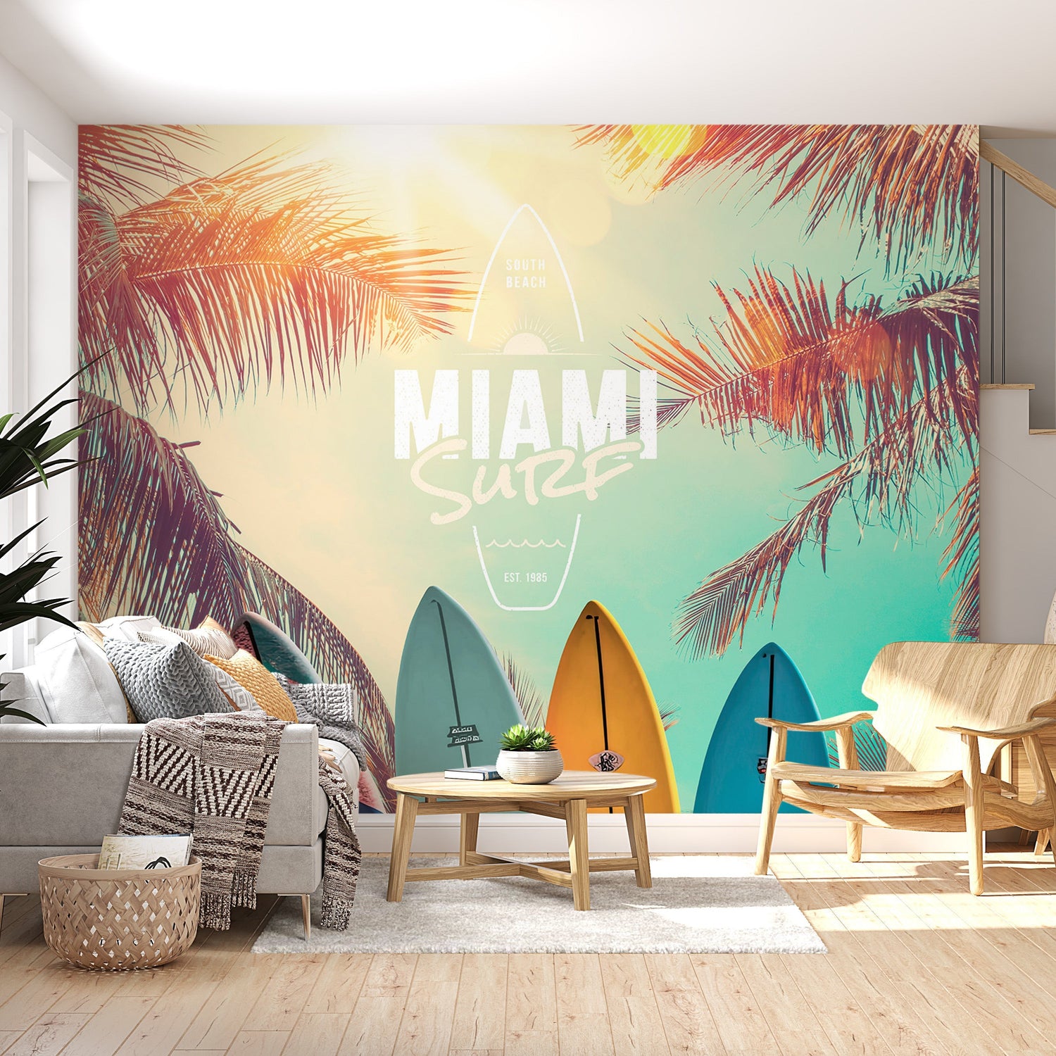 Tropical Wallpaper Wall Mural - South Beach Miami Surf-Tiptophomedecor