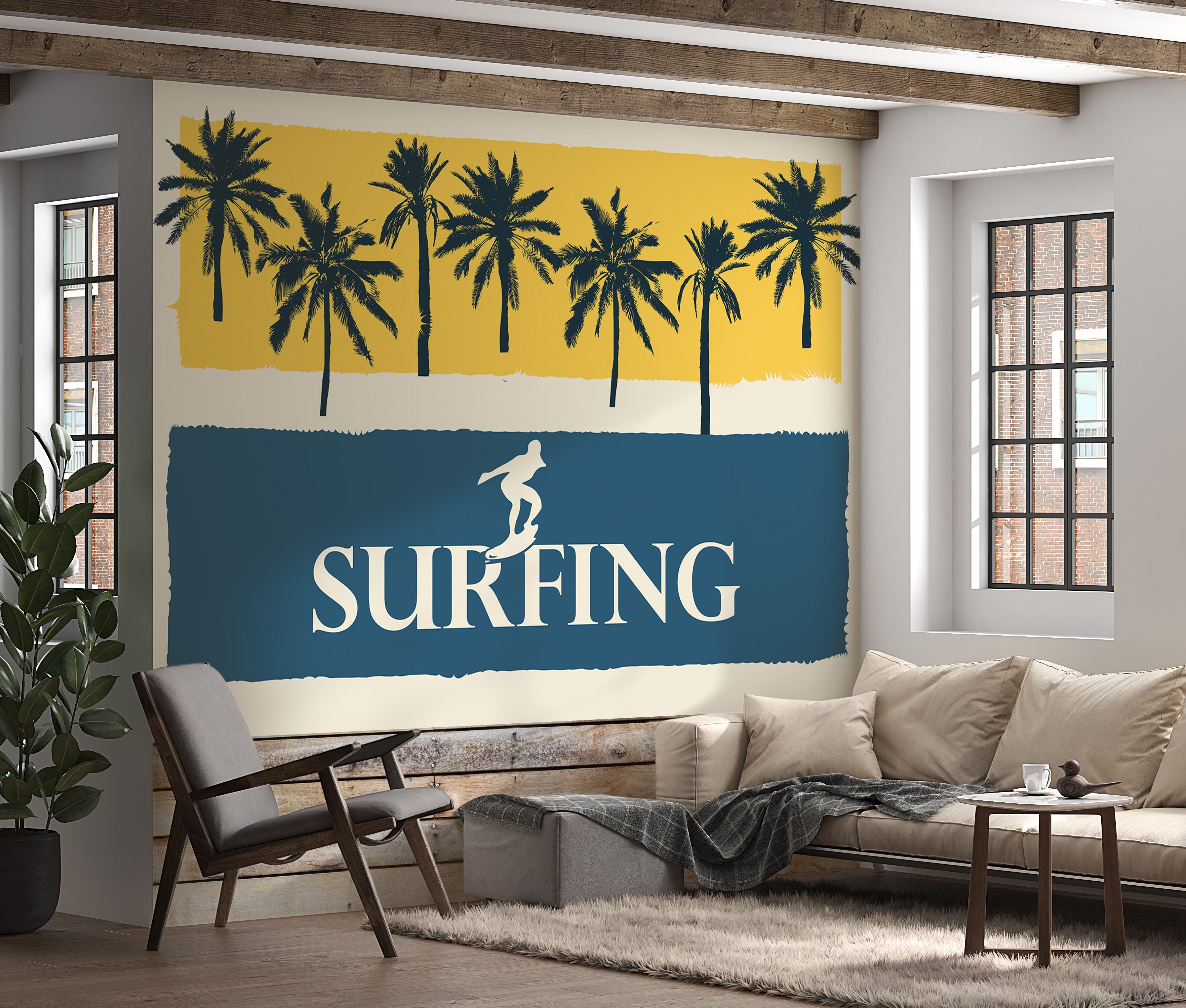 Tropical Wallpaper Wall Mural - Surfing-Tiptophomedecor