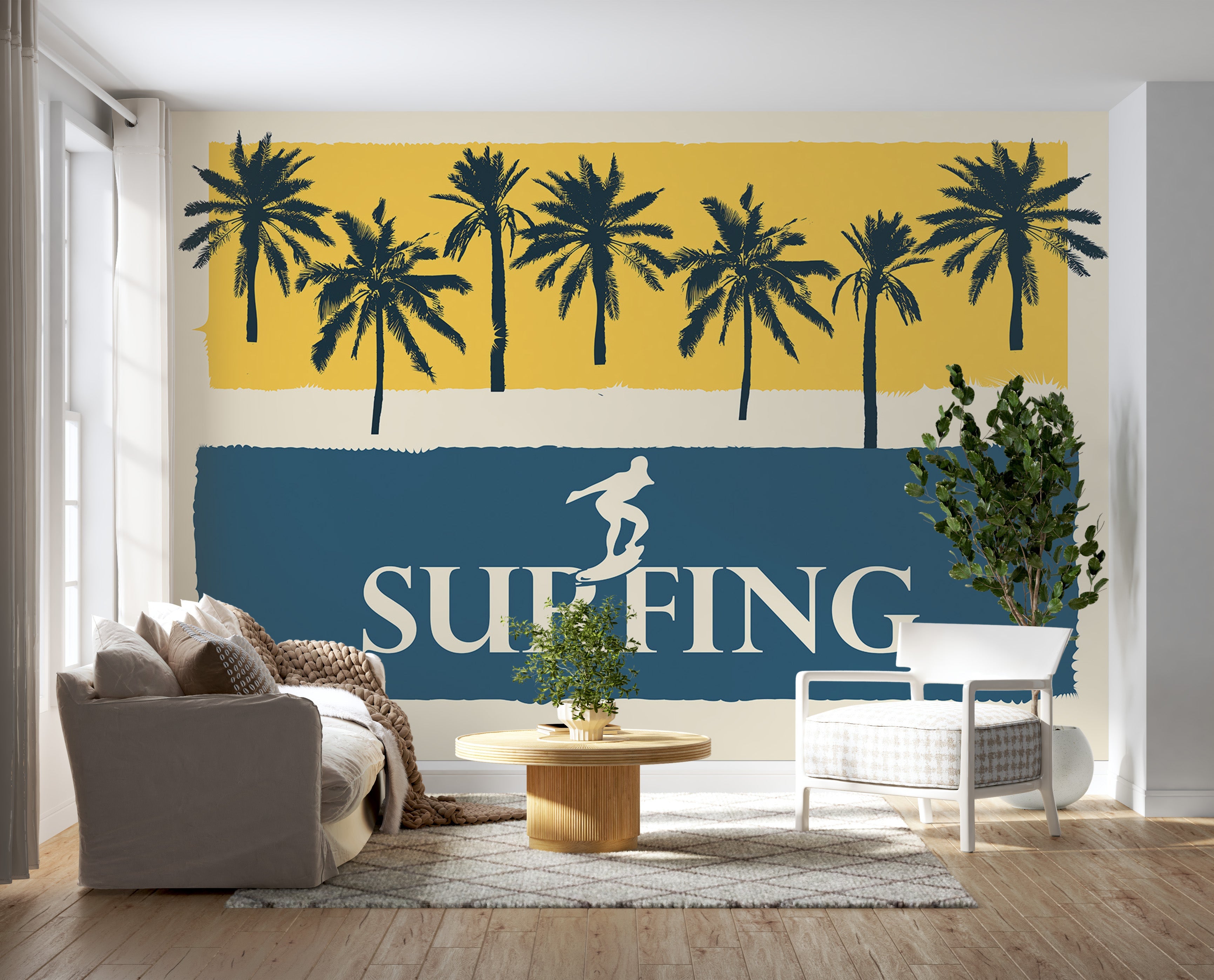 Tropical Wallpaper Wall Mural - Surfing-Tiptophomedecor