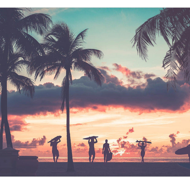 Tropical Wallpaper Wall Mural - Surfing At Sunset
