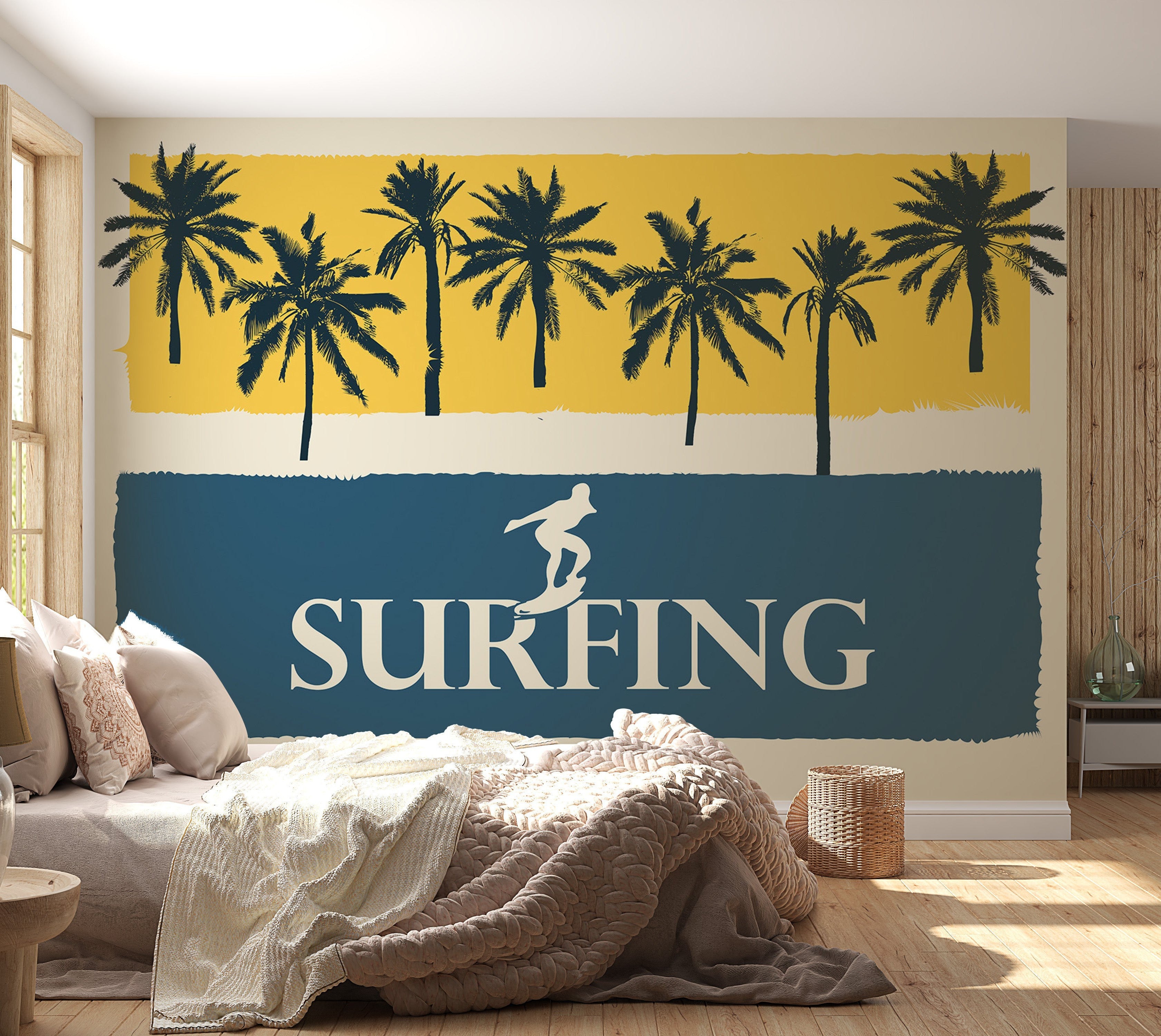 Tropical Wallpaper Wall Mural - Surfing-Tiptophomedecor